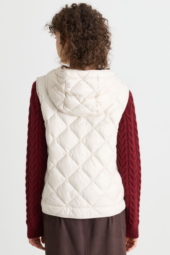 Gilet imbottito in tela antigoccia a rombi - BIANCO - Intrend - 4