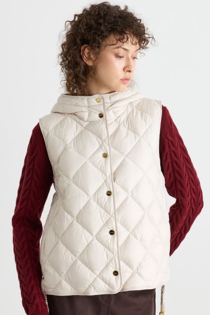 Gilet imbottito in tela antigoccia a rombi - BIANCO - Intrend - 2