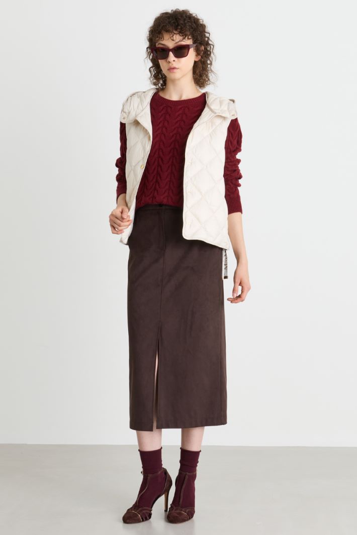 Gilet imbottito in tela antigoccia a rombi - BIANCO - Intrend