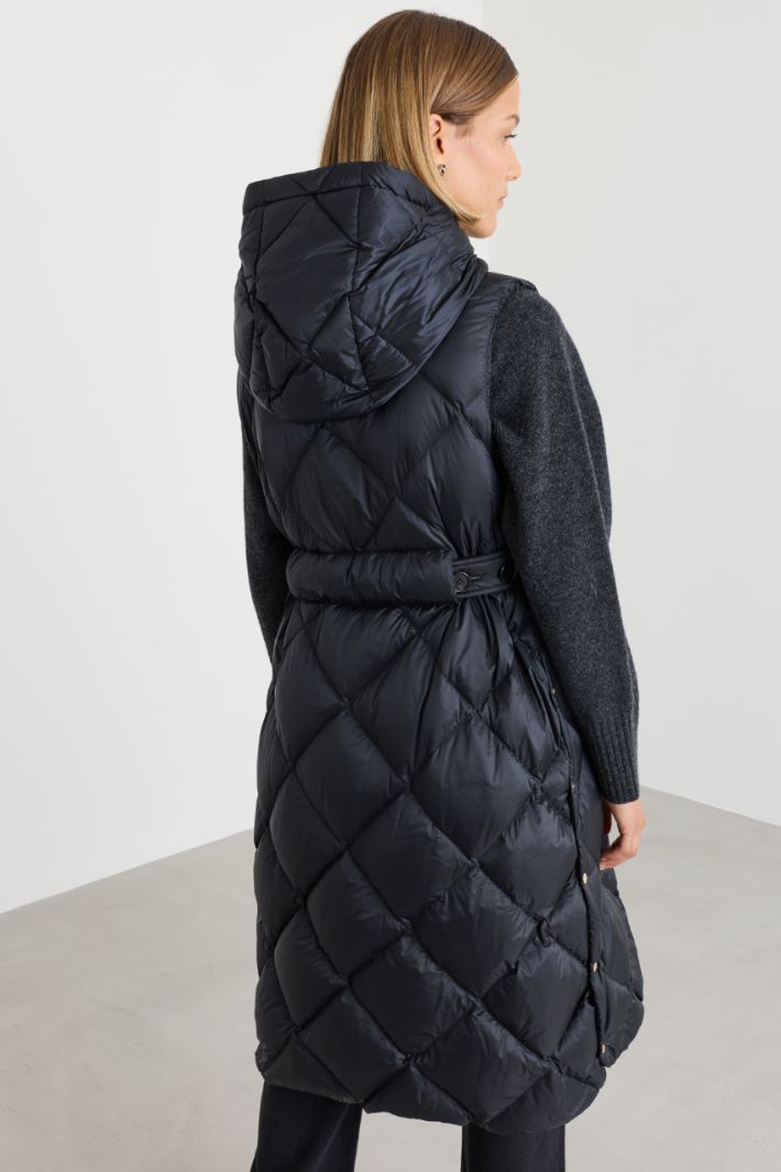 Midi padded gilet in water-repellent canvas - BLACK - Intrend - 4