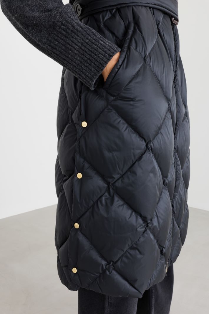 Midi padded gilet in water-repellent canvas - BLACK - Intrend - 3
