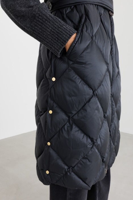Gilet imbottito midi in tela antigoccia
