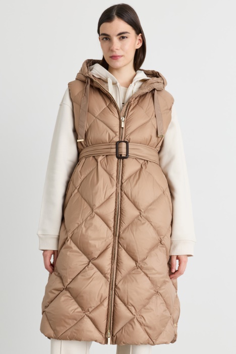 Gilet imbottito midi in tela antigoccia