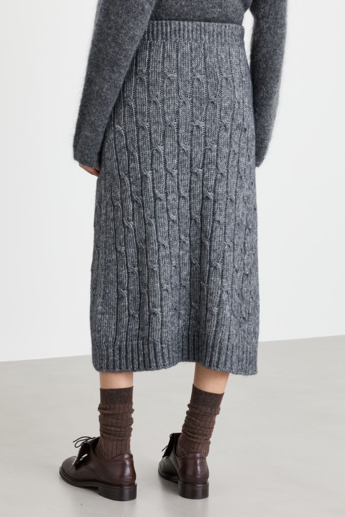 Cable-knit flared skirt - GREY - Intrend - 4