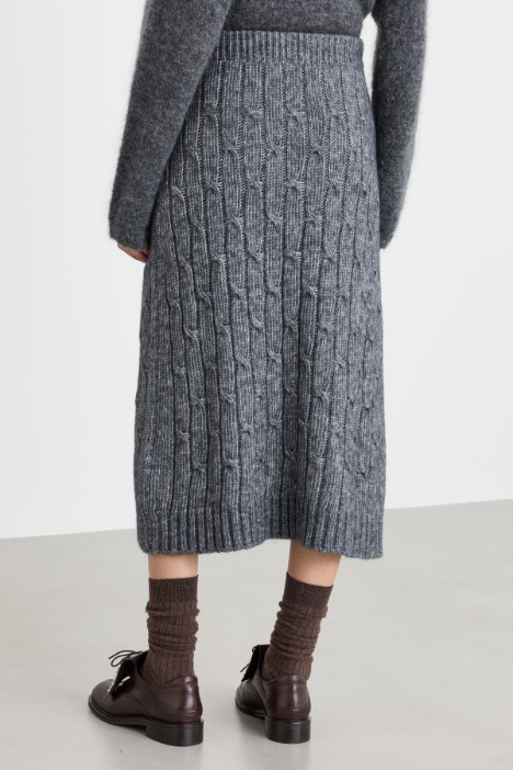 Gonna svasata in maglia di cotone e alpaca