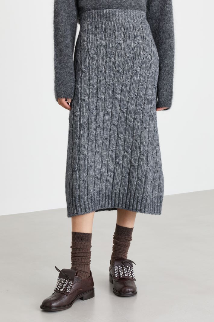 Cable-knit flared skirt - GREY - Intrend - 2