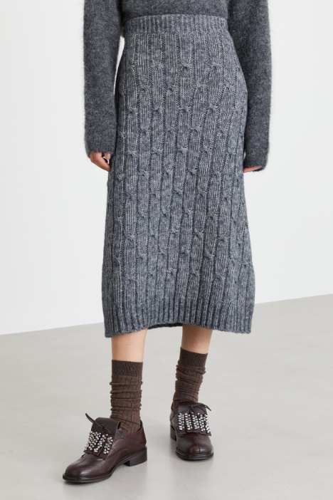 Gonna svasata in maglia di cotone e alpaca