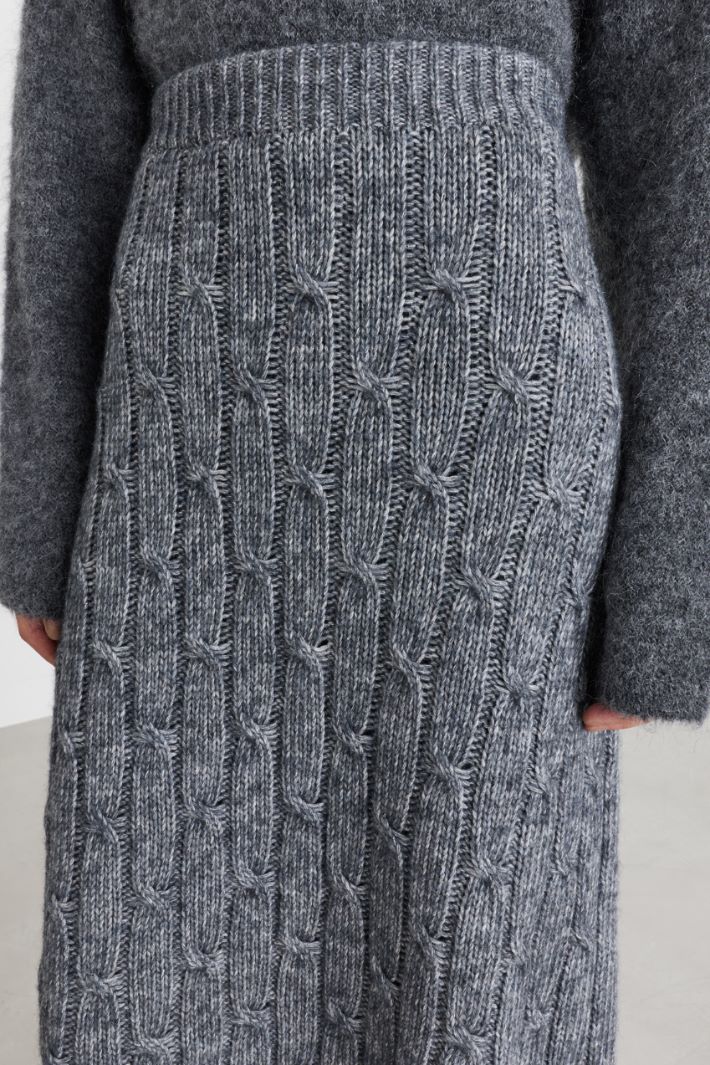 Cable-knit flared skirt - GREY - Intrend - 3