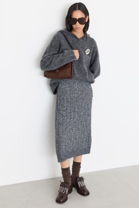 Cable-knit flared skirt - Intrend