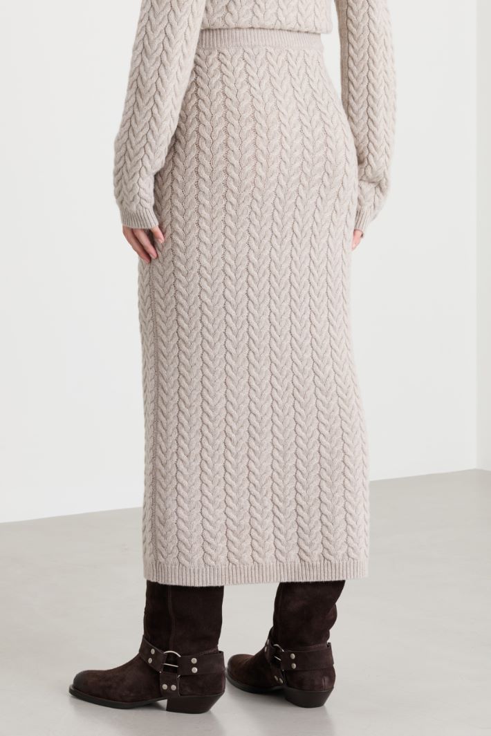 Cable-knit pencil skirt - BEIGE - Intrend - 4