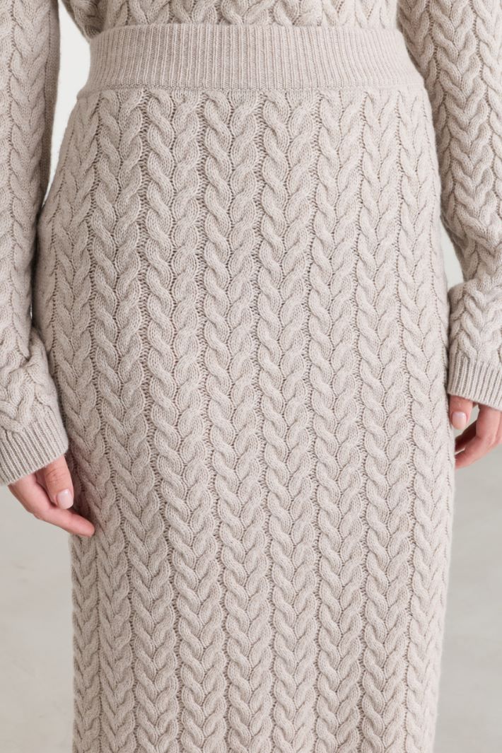 Cable-knit pencil skirt - BEIGE - Intrend - 3