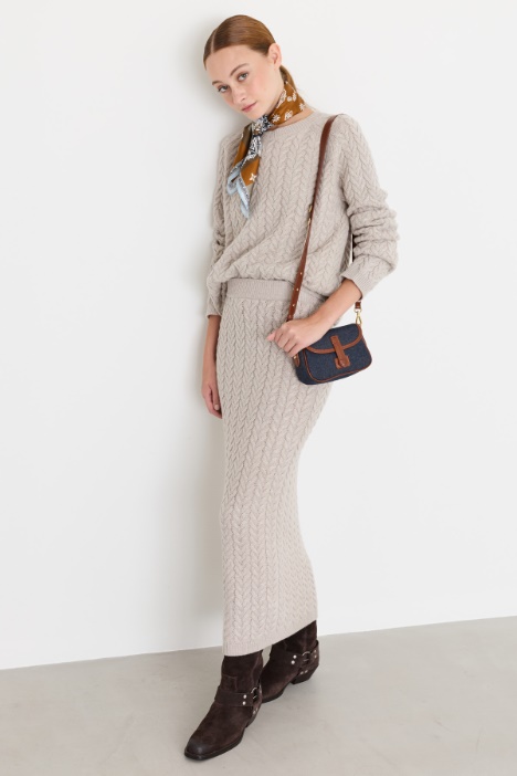 Cable-knit pencil skirt - Intrend