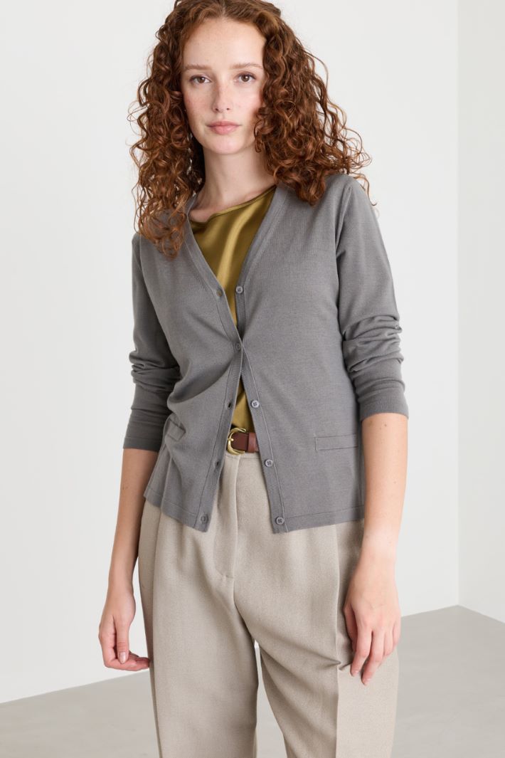 Cardigan à col V - GRIS - Intrend - 2