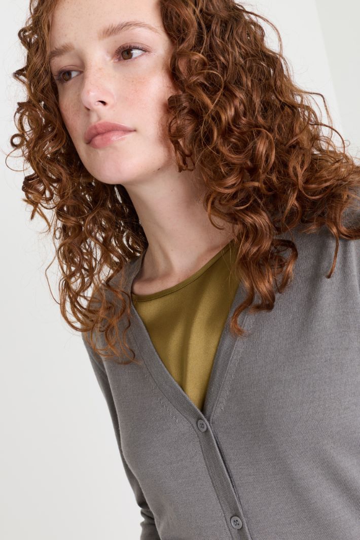 Cardigan à col V - GRIS - Intrend - 3