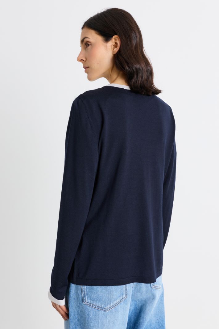 Cardigan mit V-Ausschnitt - BLAU - Intrend - 4