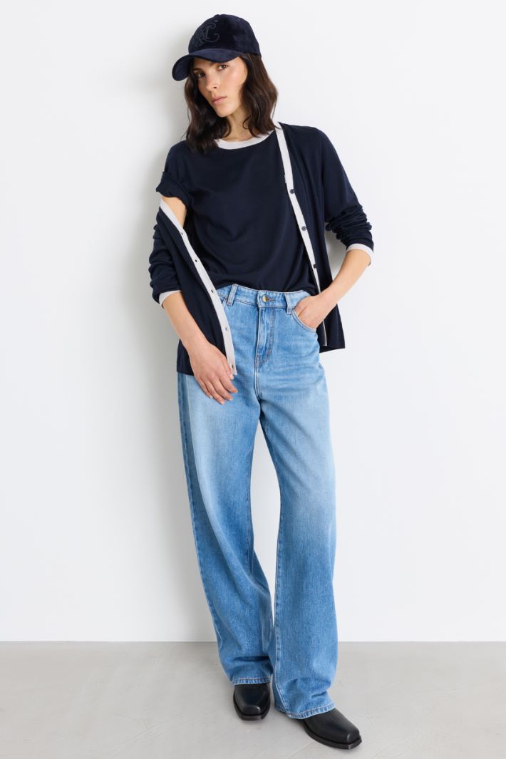 Cardigan mit V-Ausschnitt - BLAU - Intrend