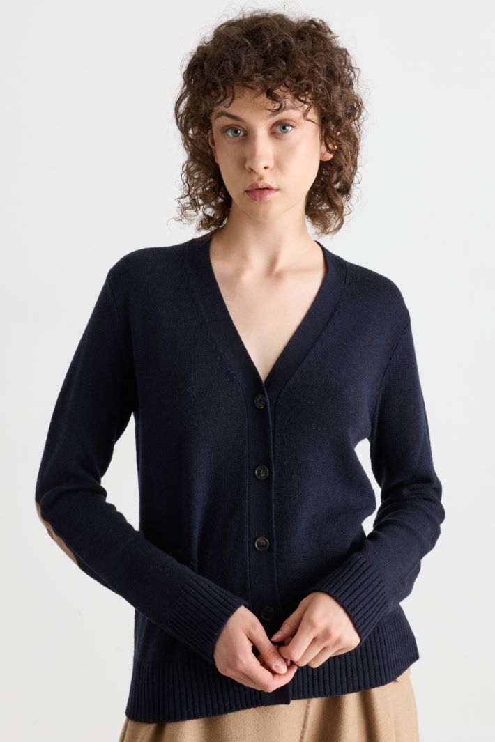 Cardigan with elbow patches - BLUE - Intrend - 2