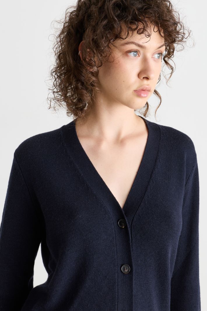 Cardigan with elbow patches - BLUE - Intrend - 3