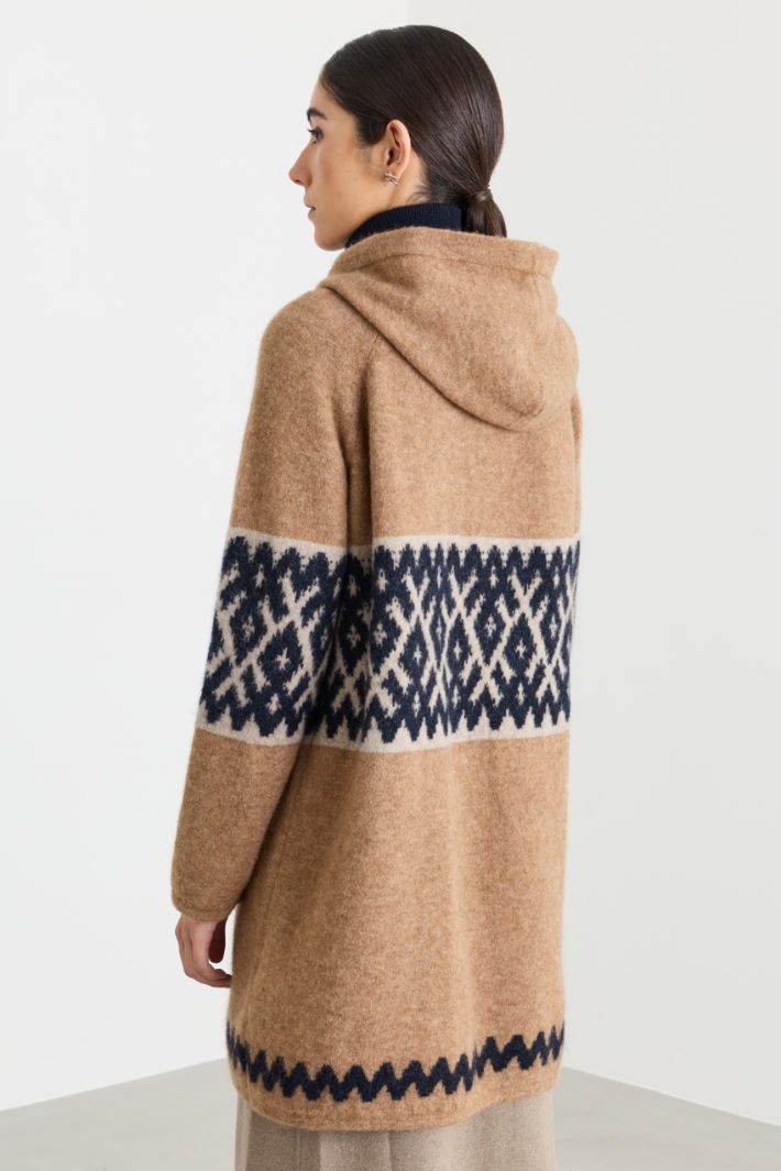 Long jacquard cardigan - CAMEL - Intrend - 4