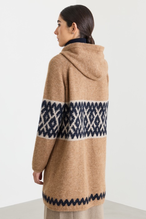 Cardigan in lana e mohair con motivo jacquard