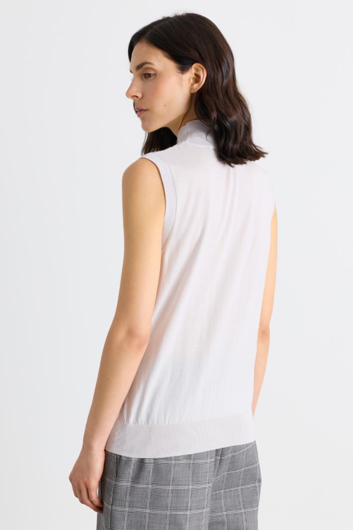 Pure wool mock-neck gilet - WHITE - Intrend - 4