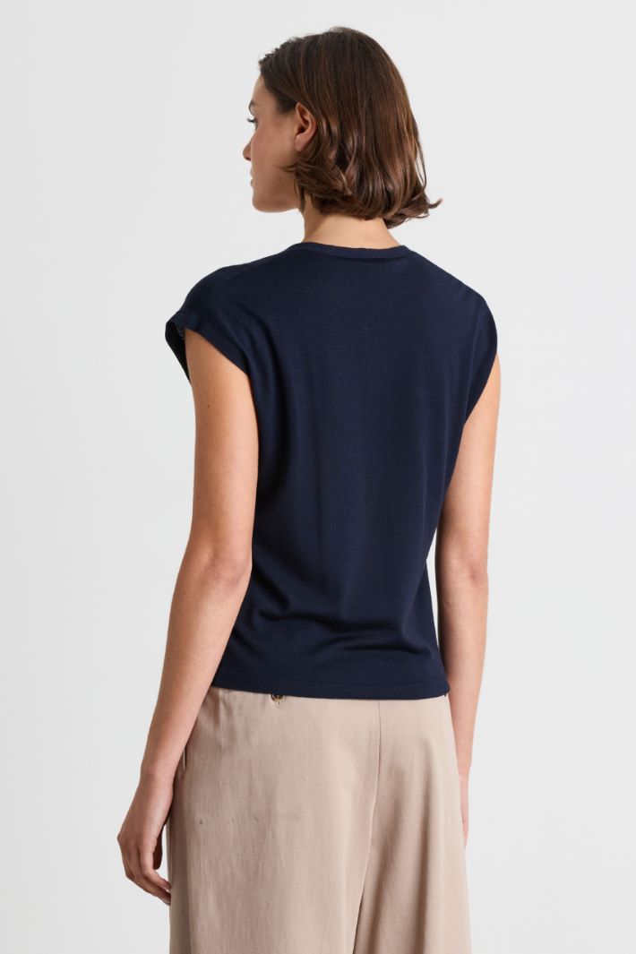 Gilet a spalla scesa - BLU - Intrend - 4