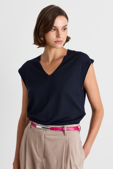 Dropped-shoulder knitted vest - Intrend