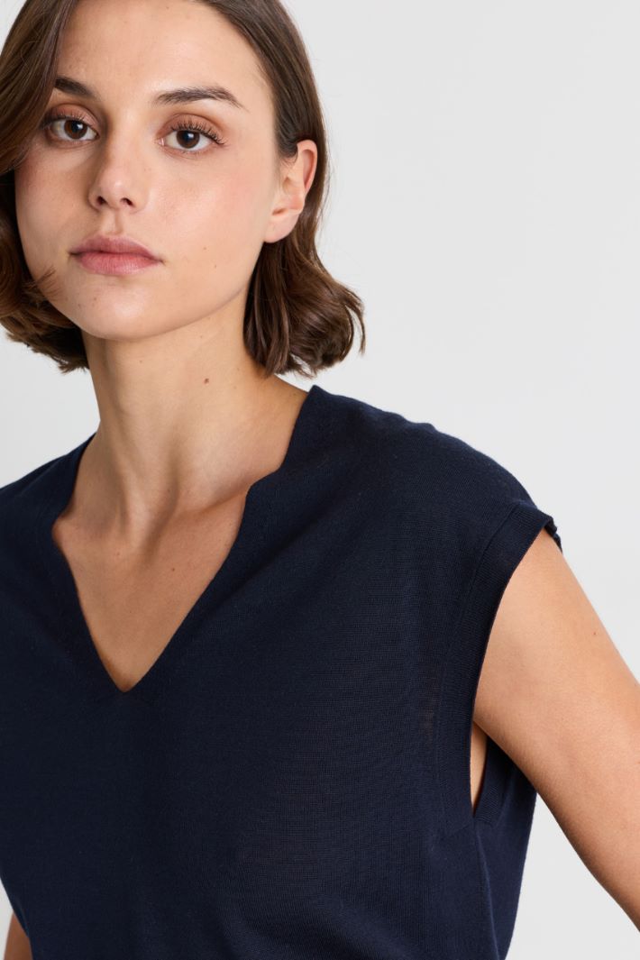 Gilet a spalla scesa - BLU - Intrend - 3