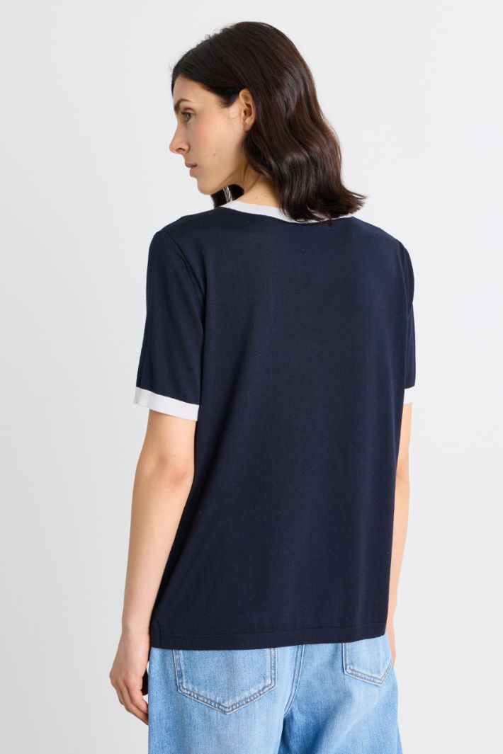 Pull à poche poitrine - BLEU BLANC - Intrend - 4