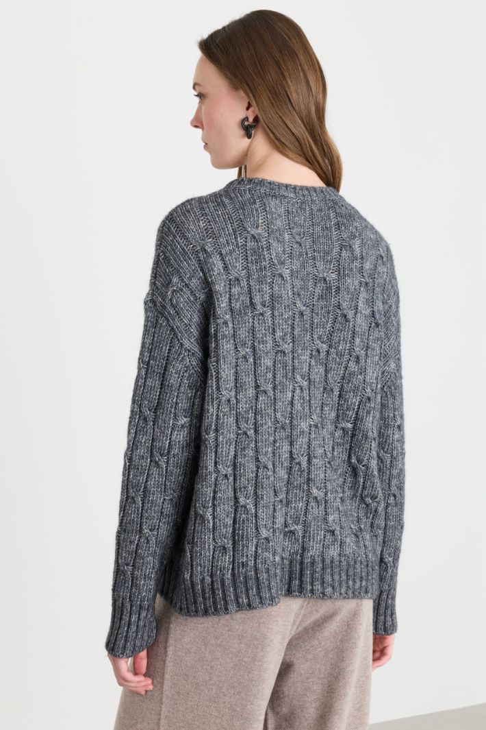 Boxy-Zopfstrickpullover - GRAU - Intrend - 4