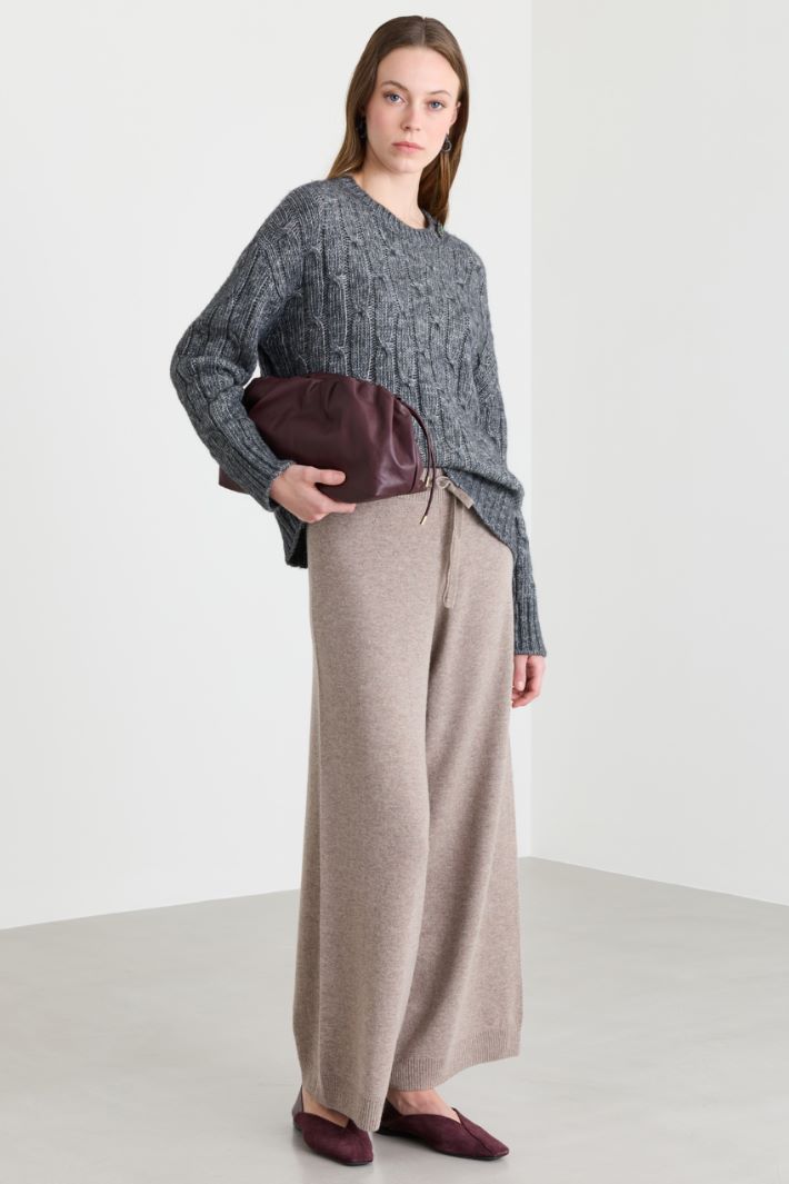 Boxy-Zopfstrickpullover - GRAU - Intrend