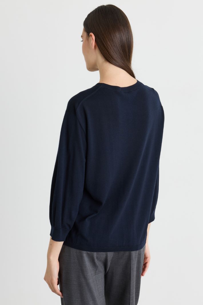 Weicher Rippenstrickpullover - BLAU - Intrend - 4