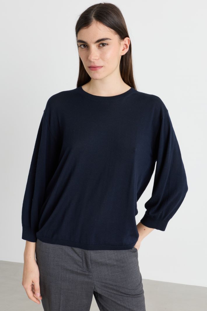 Weicher Rippenstrickpullover - BLAU - Intrend - 2