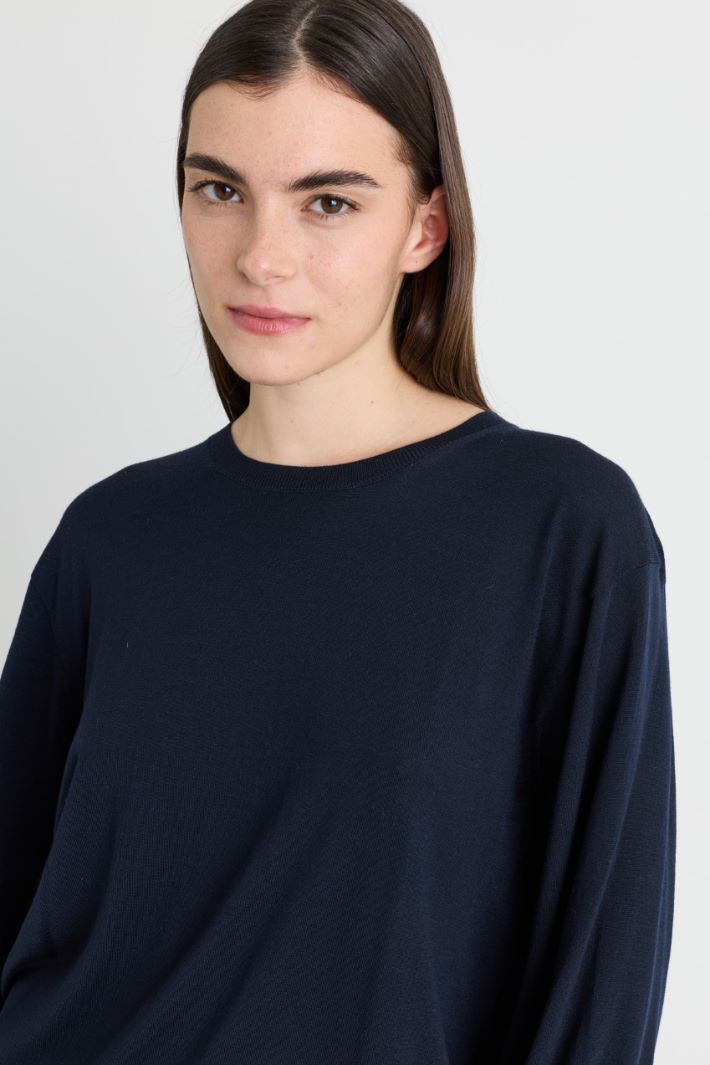 Weicher Rippenstrickpullover - BLAU - Intrend - 3