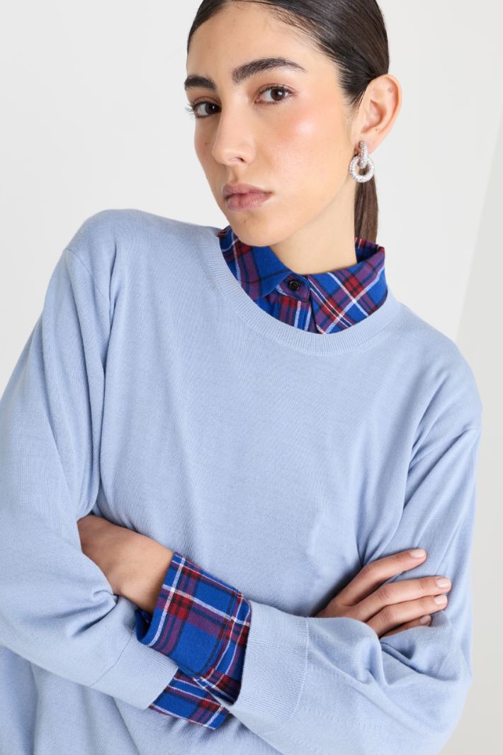 Maglia morbida a costine - AZZURRO - Intrend - 3
