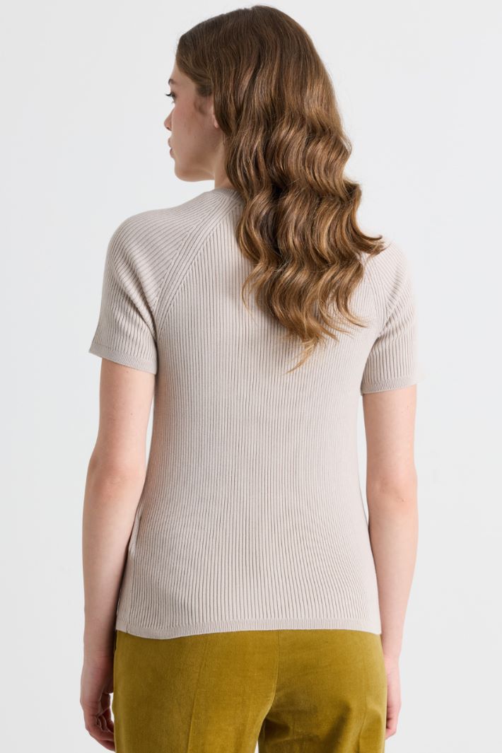 Maglia a costine con tasca - BEIGE - Intrend - 4