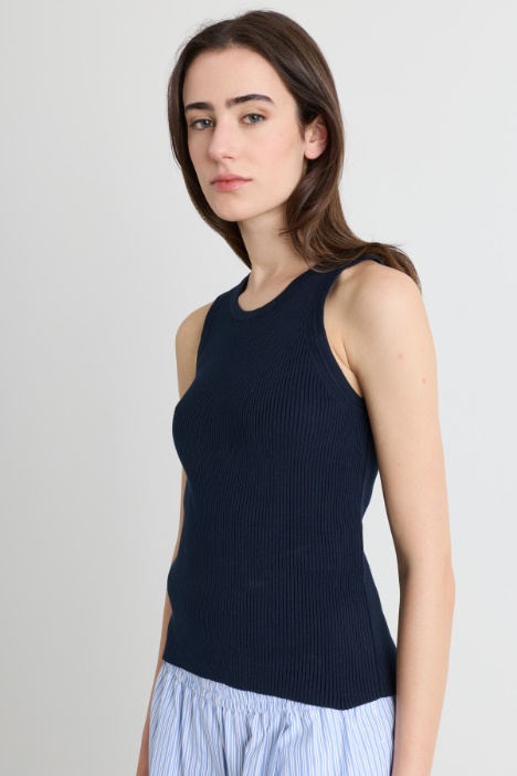 Top in cotone a costine