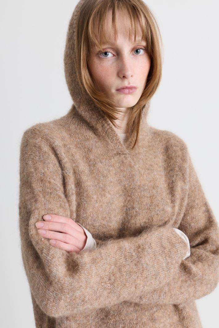 Soft-knit hoodie - CAMEL - Intrend - 3