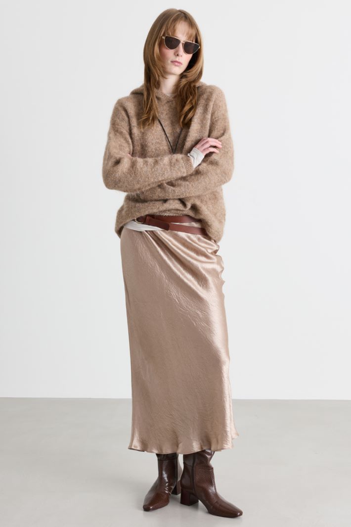 Soft-knit hoodie - CAMEL - Intrend