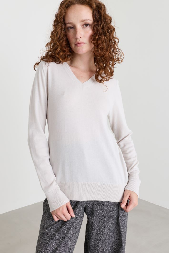Maglia con scollo a V - BIANCO - Intrend - 2