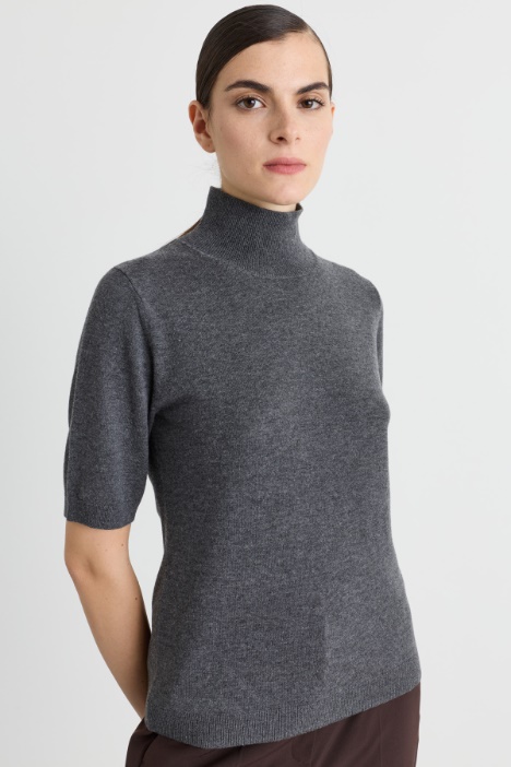 Short-sleeved polo neck jumper - Intrend