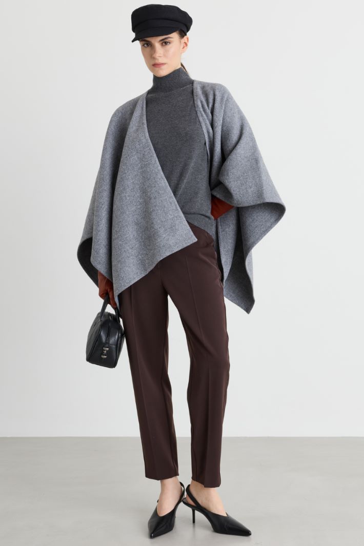 Short-sleeved polo neck jumper - GREY - Intrend