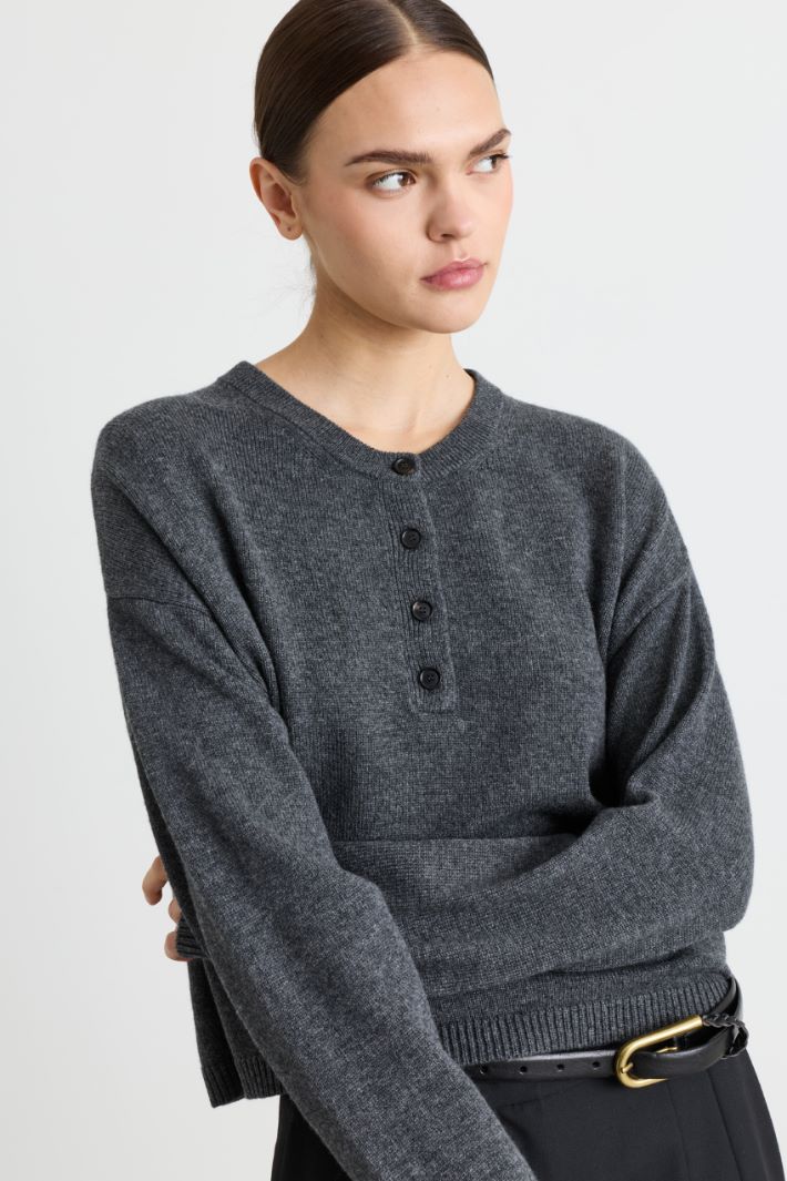 Maglia boxy con bottoni - GRIGIO - Intrend - 3
