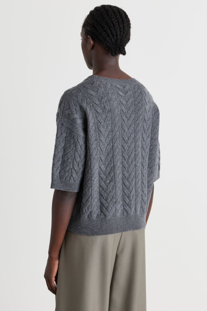 Boxy cable-knit jumper - GREY - Intrend - 4