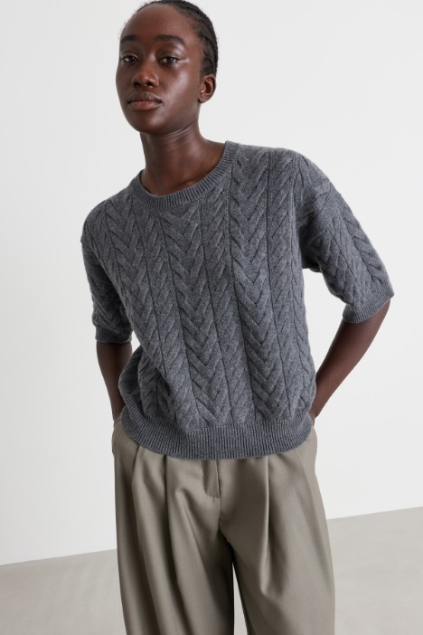 Boxy cable-knit jumper - Intrend