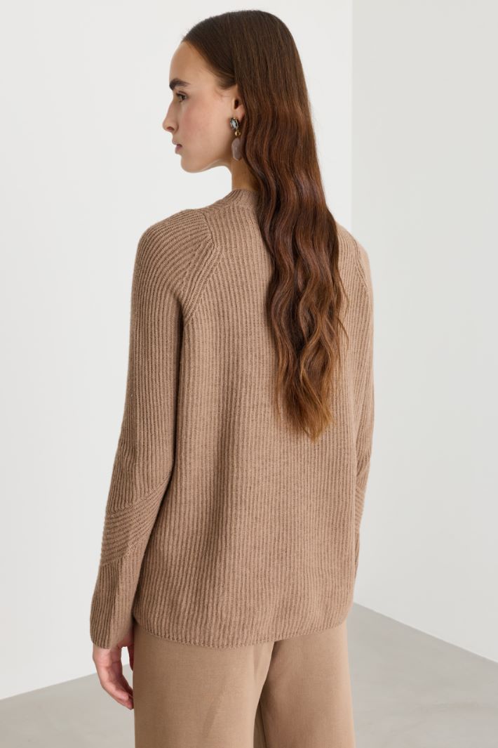 Maglia in lana a costa inglese - CAMMELLO - Intrend - 4