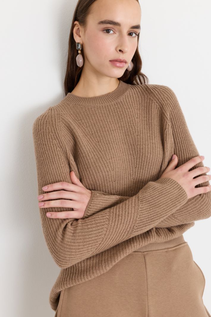 Maglia in lana a costa inglese - CAMMELLO - Intrend - 3