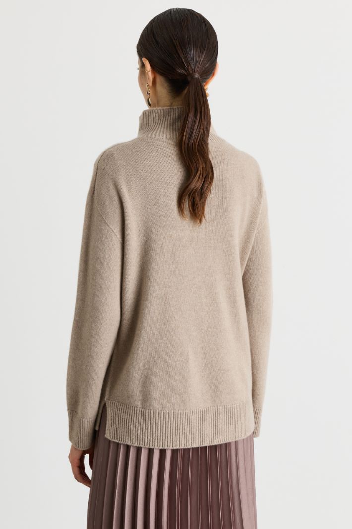 Pull à col roulé sans couture - BEIGE - Intrend - 4