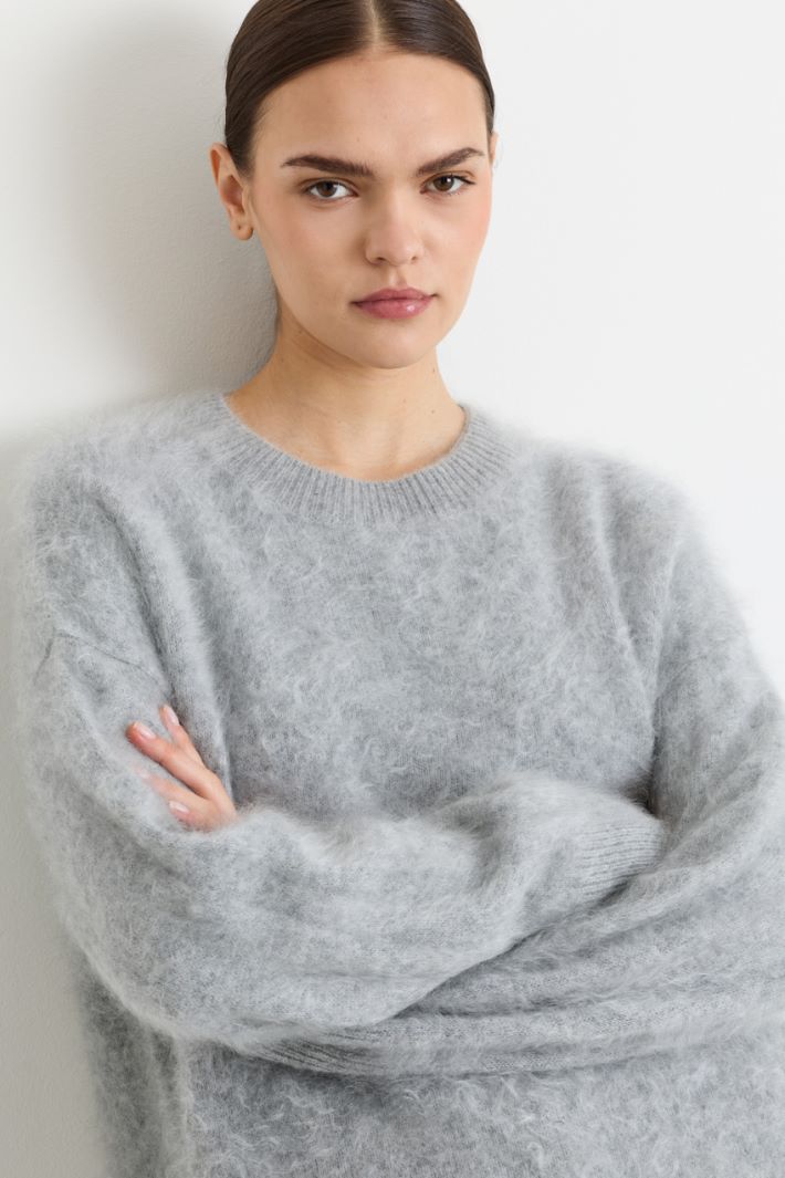 Brushed Cashmere Jumper - GREY - Intrend - 3