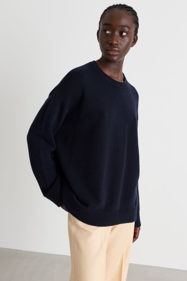 Soft drop-shoulder jumper - BLUE - Intrend - 2